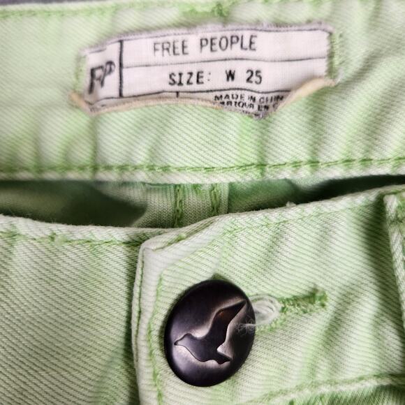 Free People Jeans Womens Size 25 Mint Green Zippered Ankle - Picture 11 of 16